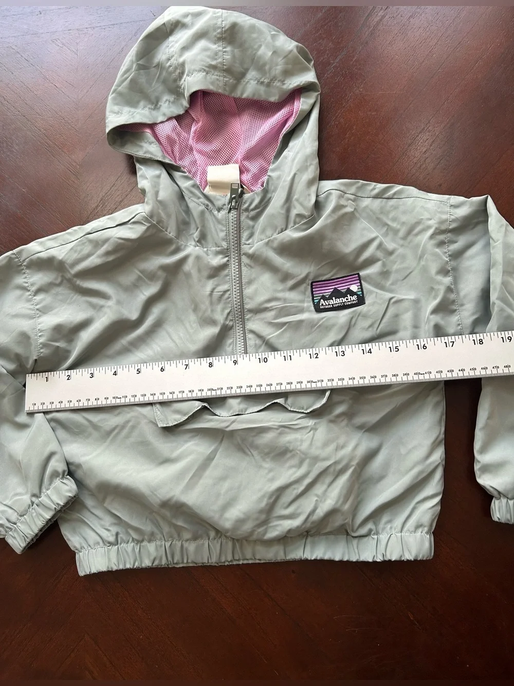 Avalanche Kids Sage Green Hooded Anorak Jacket size XS (5-6)